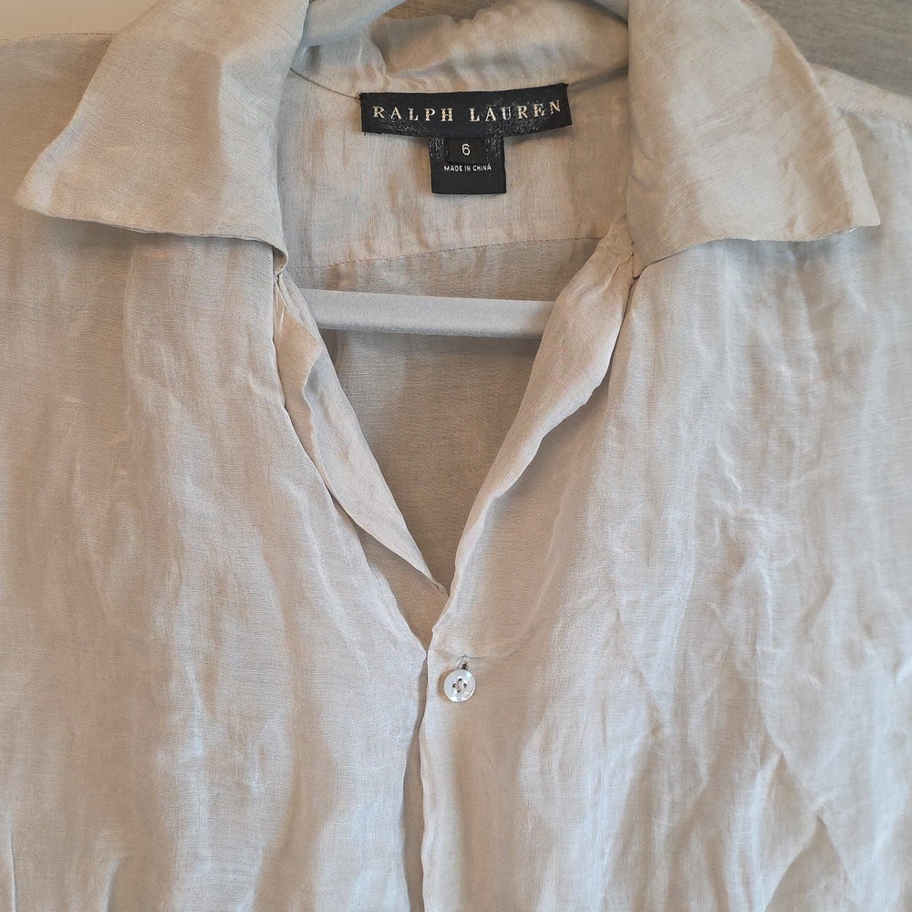 New, Ralph Lauren Black Label Crinkled Organza Puffed Silk Blend Blouse - Picture 5 of 16